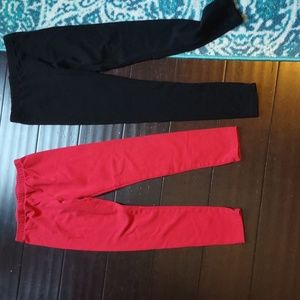 🌞Red and black leggings 2 pairs M 7/8